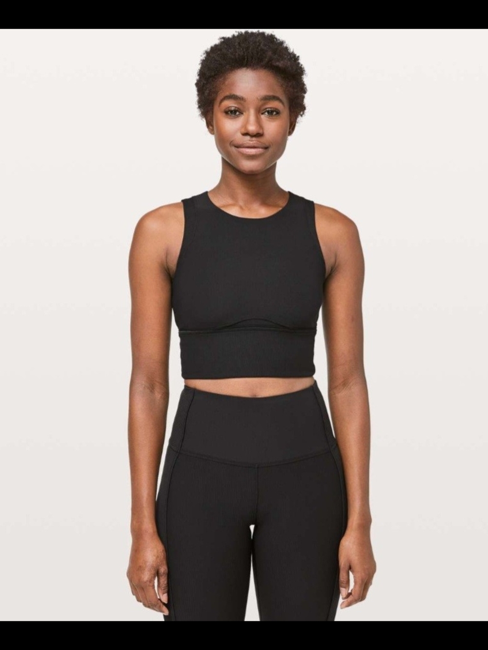 lululemon athletica Black Ribbed Crop Tank
